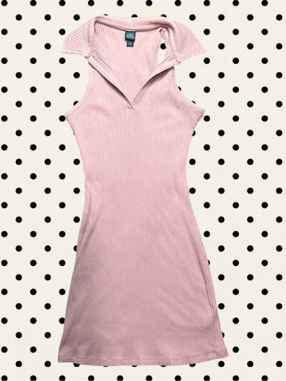 Wild Fable Salmon Pink Ribbed Collared Mini Dress XS